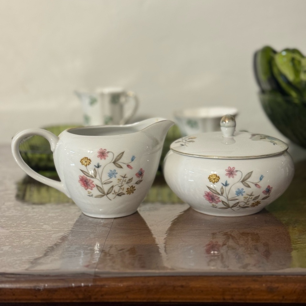 Floral Creamer and Sugar Bowl Set